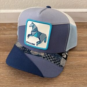 Goorin Bros The Farm The Stallion Blue Farmigami Limited Edition Trucker Hat NWT